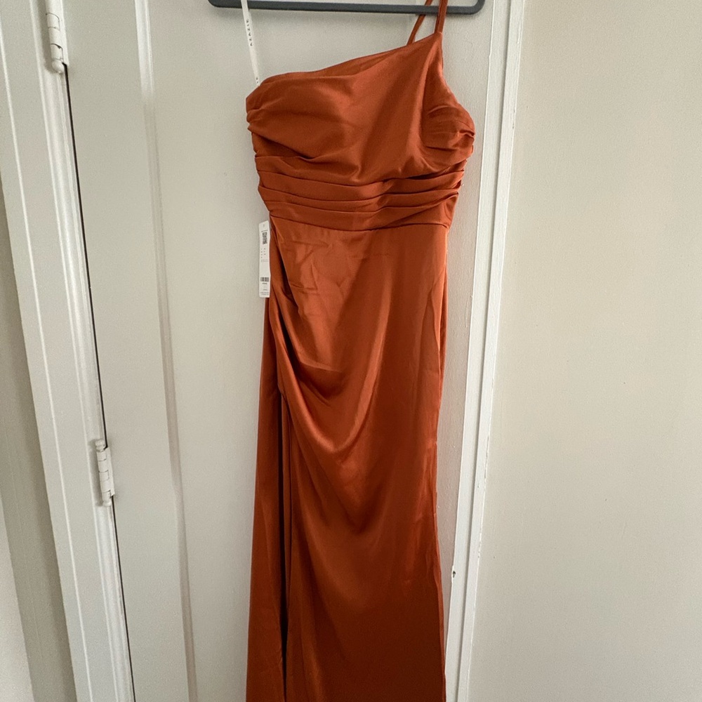 Azazie One-Shoulder Dress in Burnt Orange